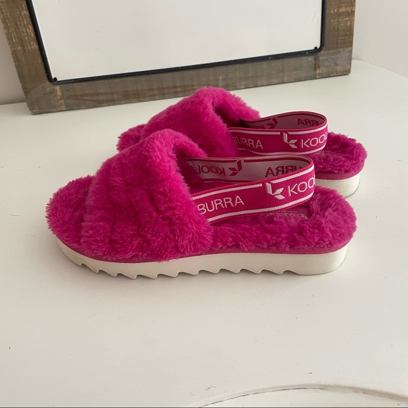 Koolaburra by UGG Kid's Backstrap Slide Sandals Fuzz'n Pink Size 2 - Picture 3 of 7